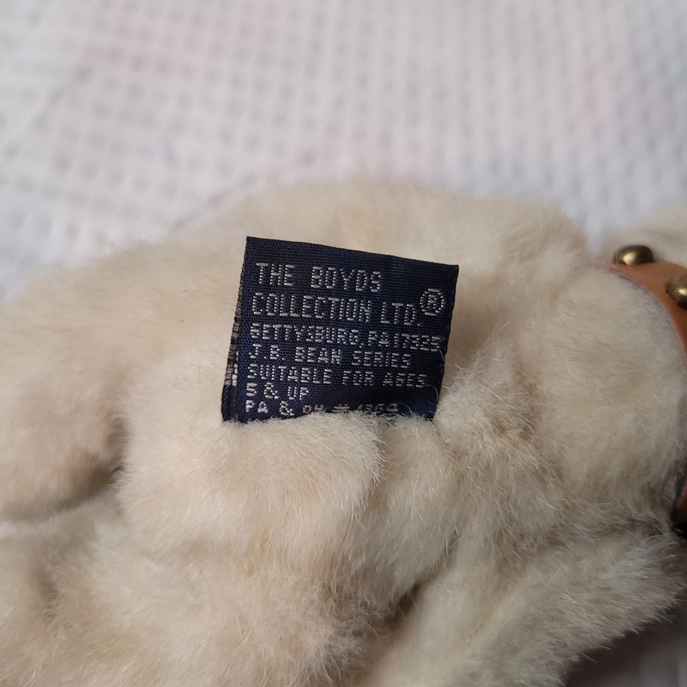 Boyds Collection J.B. Bean Series Cream Teddy Bear Studded Collar Vintage 6 Inch - Picture 3 of 4